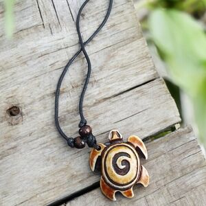 Artisan Turtle Pendant Necklace in Earthy Tones
